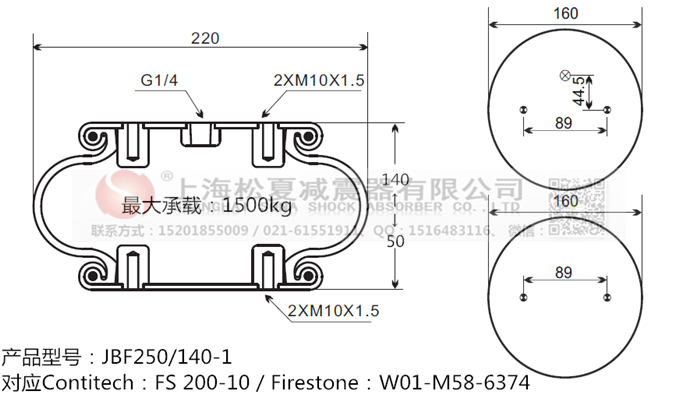 JBF250/140-1橡膠<a href='http://63859.cn/' target='_blank'><u>空氣彈簧</u></a>