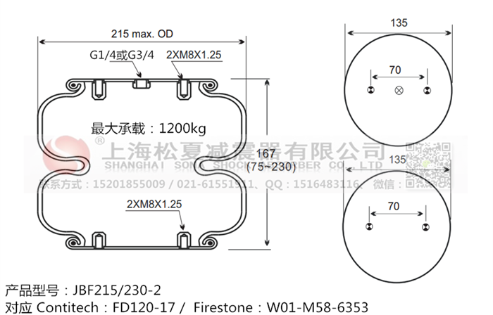 JBF215/230-2橡膠<a href='http://63859.cn/' target='_blank'><u>空氣彈簧</u></a>
