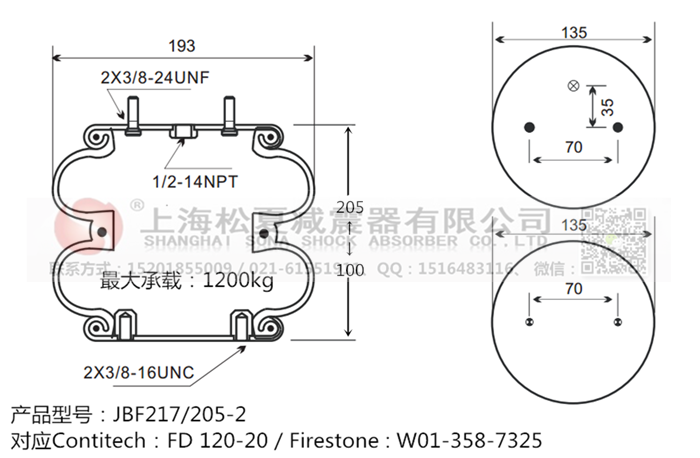 JBF217/205-2橡膠<a href='http://63859.cn/' target='_blank'><u>空氣彈簧</u></a>