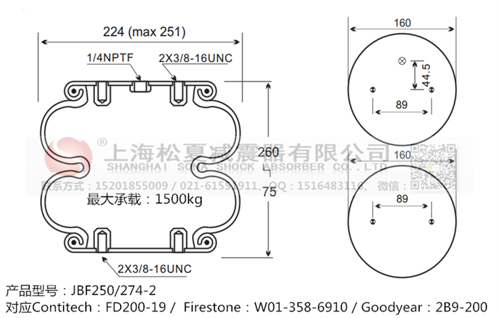 JBF250/274-2橡膠<a href='http://63859.cn/' target='_blank'><u>空氣彈簧</u></a>