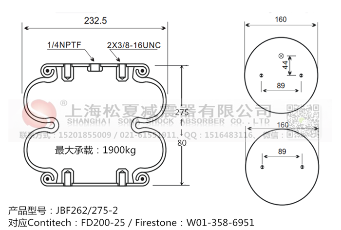 JBF262/275-2橡膠<a href='http://63859.cn/' target='_blank'><u>空氣彈簧</u></a>